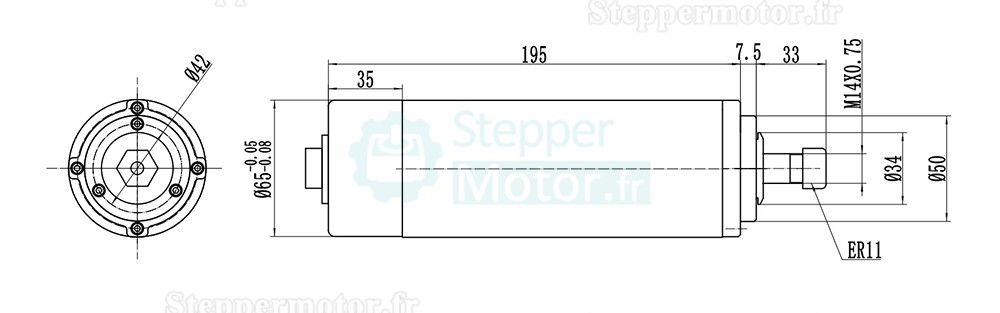 800W 110V/220V Kit moteur de broche refroidi par air JGF-F65A-800 + H100-0.75 avec driver de broche (VFD) et 13 pi&egrave;ces pinces ER11